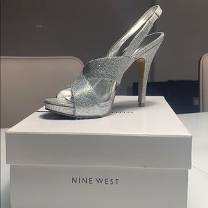 Nine West Silver Glittery Heels